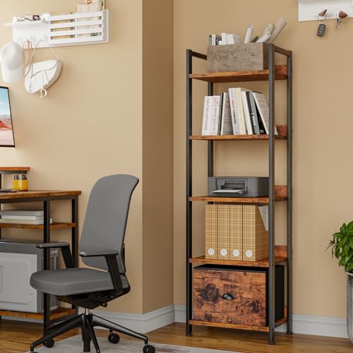 Rustic brown shelves with metal frame