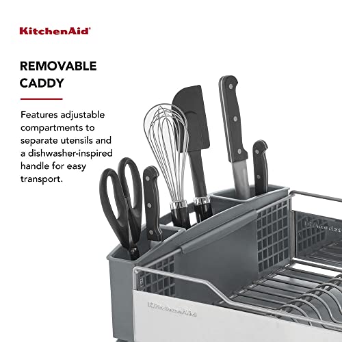Angled drain board feature on KitchenAid rack