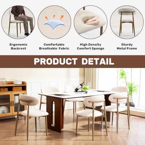 Ergonomic backrest of beige dining chair