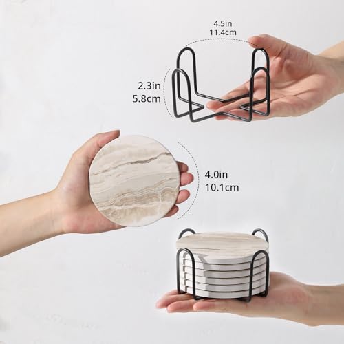 Coaster set with metal holder