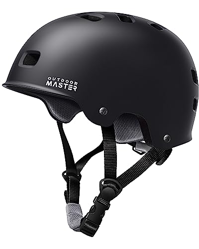 OutdoorMaster Skateboard Cycling Helmet Black side view