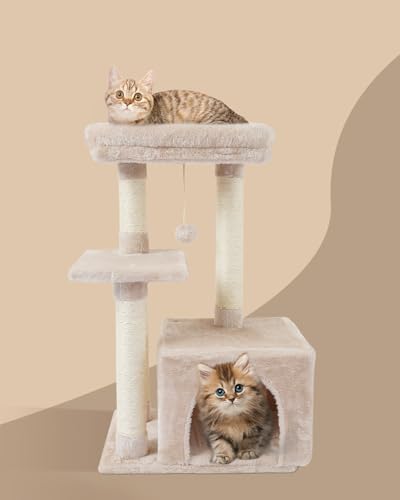 FISH&NAP Cute Cat Tree showing sisal scratching posts