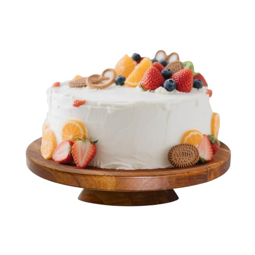 Jubilander 10 inch brown acacia wood cake stand