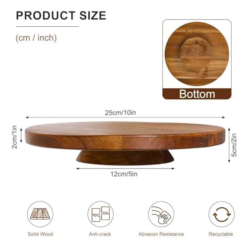 Top view of round wooden serving platter by Jubilander