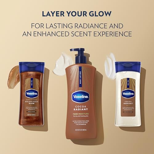 Three bottles of Vaseline cocoa lotion together