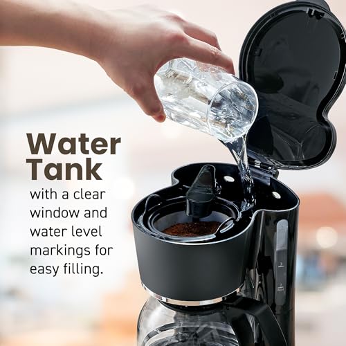 EHC-5055 coffee maker with swing-out basket open