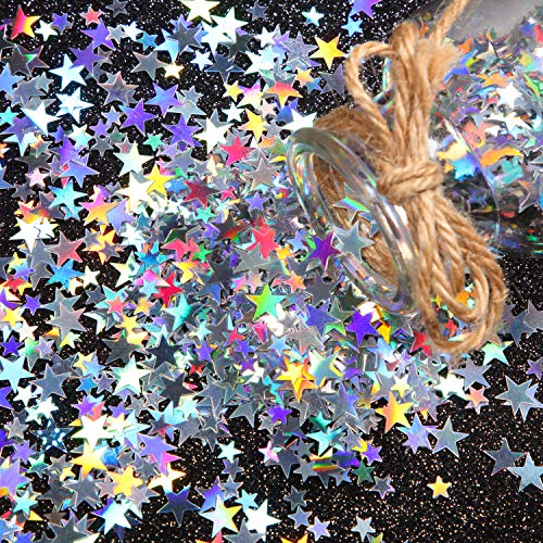 Shiny star confetti in a gift bag