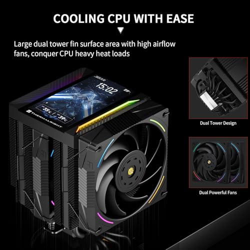 Dual-tower radiator and 5-inch LCD display screen detail