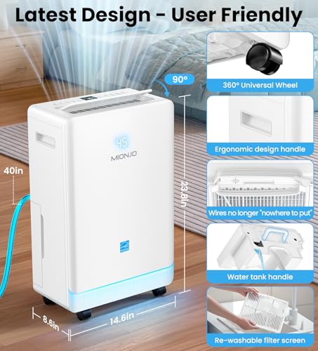 MIONJO dehumidifier in a basement setting