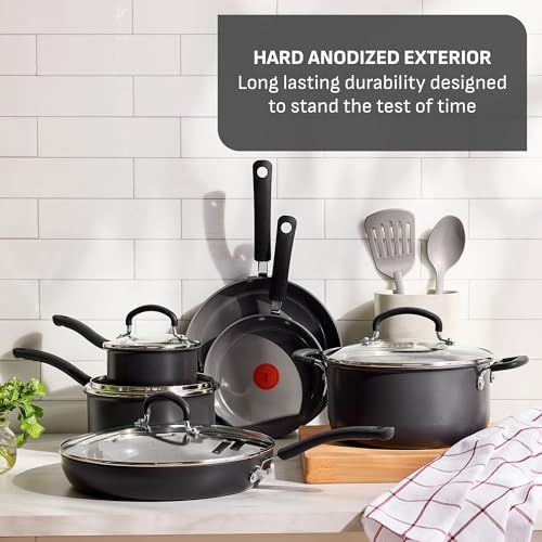 T-Fal cookware pots and glass lids