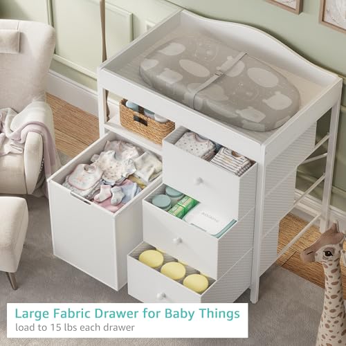 BOLUO nursery dresser with three fabric drawers