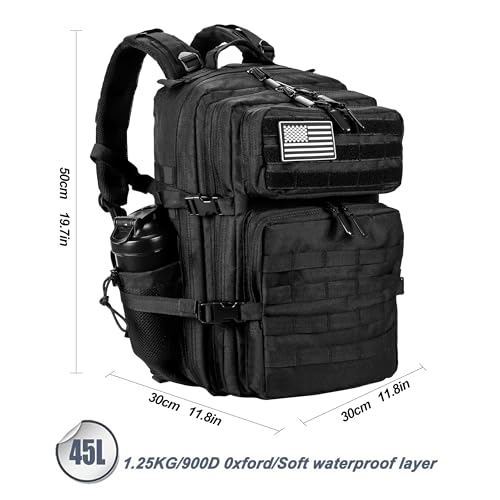 LHI 45L Tactical Backpack side profile with MOLLE