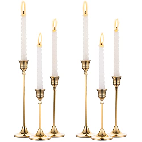 NUPTIO Candlestick Holders Vintage Centerpiece 6-Piece Gold Set full view