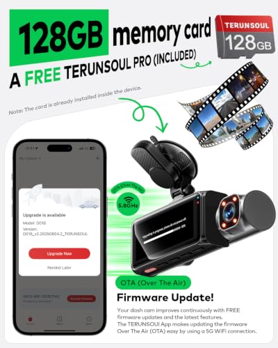 Included 128GB memory card for dash cam
