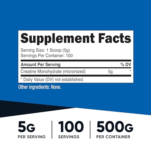 Nutricost Creatine Monohydrate micronized powder label details
