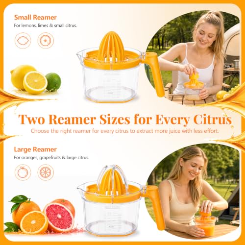 Orange citrus juicer in use on countertop