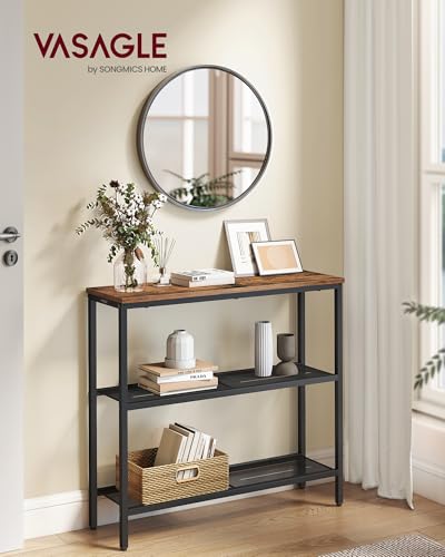 VASAGLE narrow behind couch table rustic brown