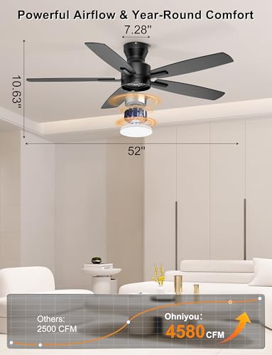 Ohniyou ceiling fan with wood-grey blade side