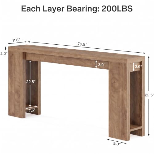 Rustic light brown console table view