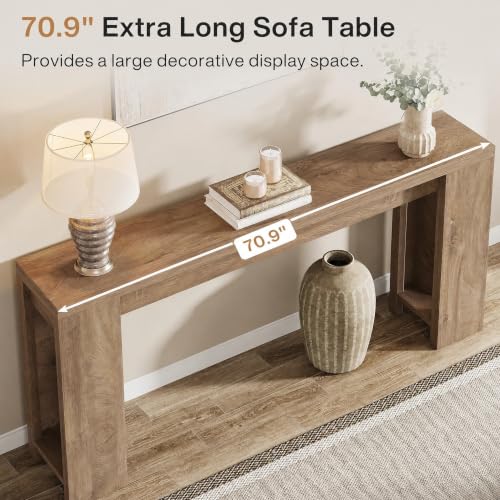 Tribesigns sofa table behind a couch