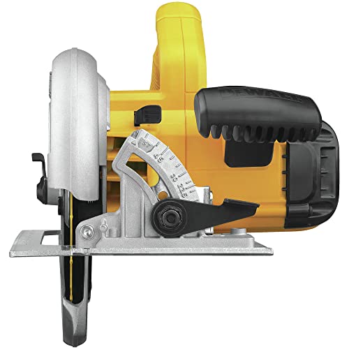Adjustable bevel gauge on DEWALT DWE575 saw