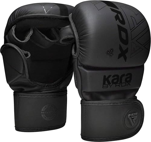RDX 7oz Hybrid MMA Sparring Gloves Black front view
