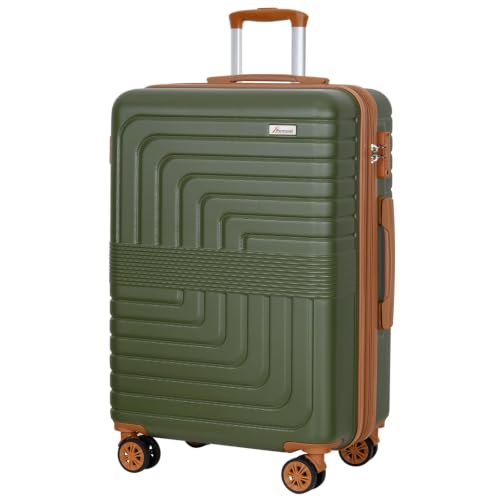 Romswi 30'' Large Checked Luggage Olive Green front view