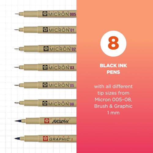 Assorted Pigma Micron, Graphic, and Brush pen tips