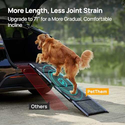 Folded PetThem dog ramp showing compact storage size