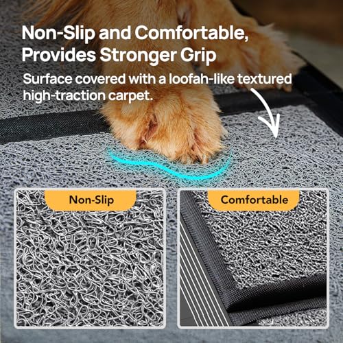 Close up of non-slip loofah texture on PetThem ramp
