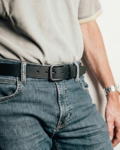 Belt displayed with jeans