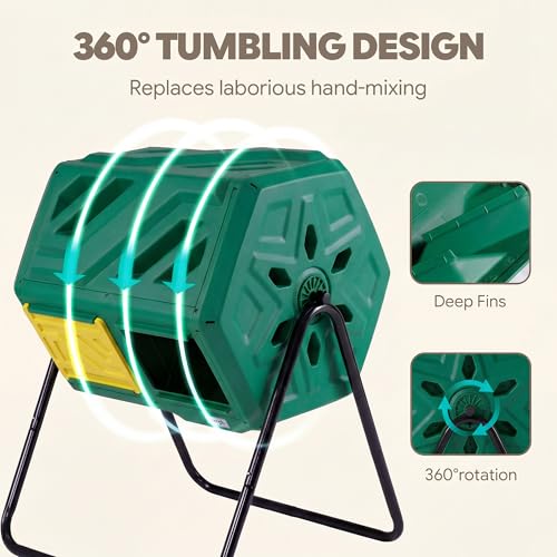 Assembled Werph compost tumbler in backyard