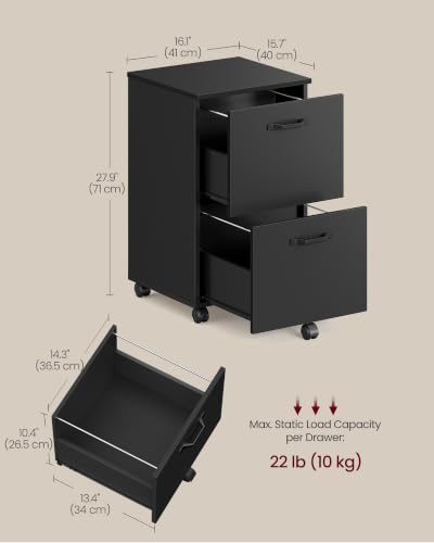 VASAGLE CUSTOS Rolling Filing Cabinet with drawers open