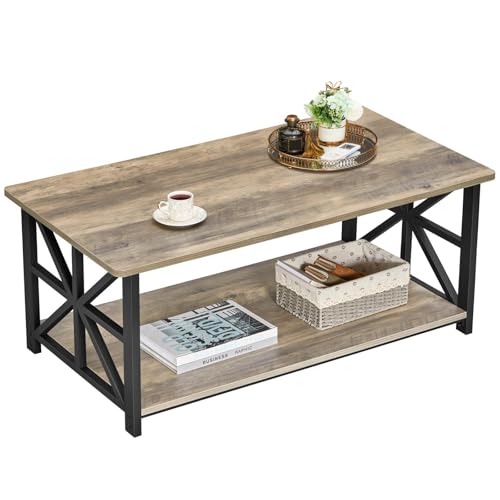 GreenForest Round Corners Coffee Table Grey Wash front view