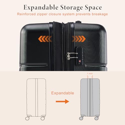Sweetcrispy Charcoal Black carry-on set