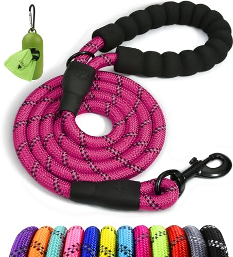 Taglory Rope Dog Leash in hotpink side view