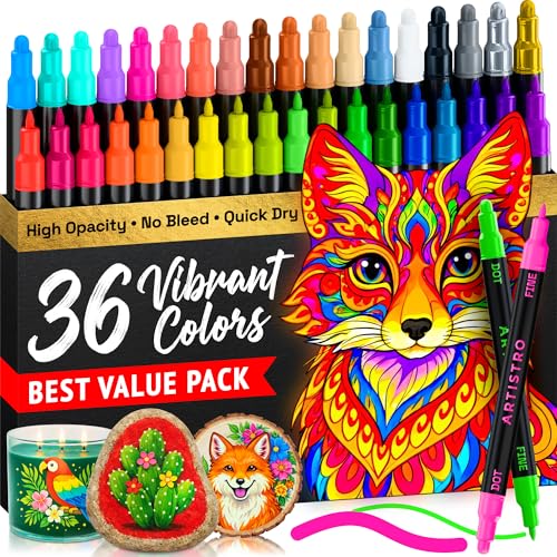 ARTISTRO Dual-Tip Acrylic Paint Marker Pens 36-piece set