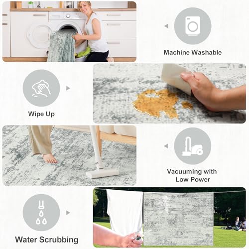 Washable abstract area rug