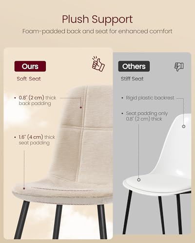 Detail of adjustable feet on VASAGLE kitchen chair frame