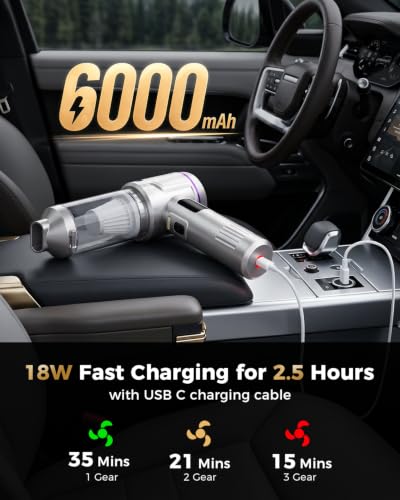 Portable EOUMJE vacuum stored inside a car glove box