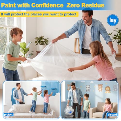 Ceydoew 9x12ft plastic drop cloth unfolded