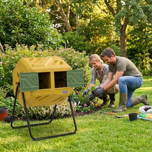 Dual chamber tumbling composter unit
