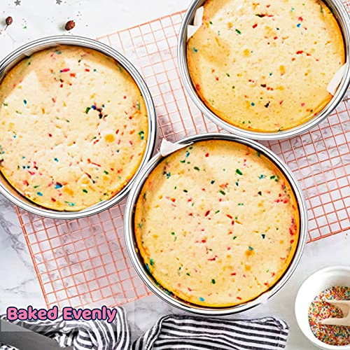 Stack of three E-far stainless steel cake pans