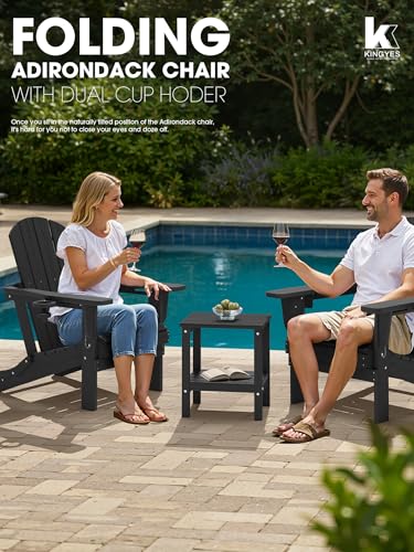 Ergonomic contoured backrest of KINGYES black patio chair