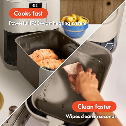 Side profile of the slim design BELLA air fryer