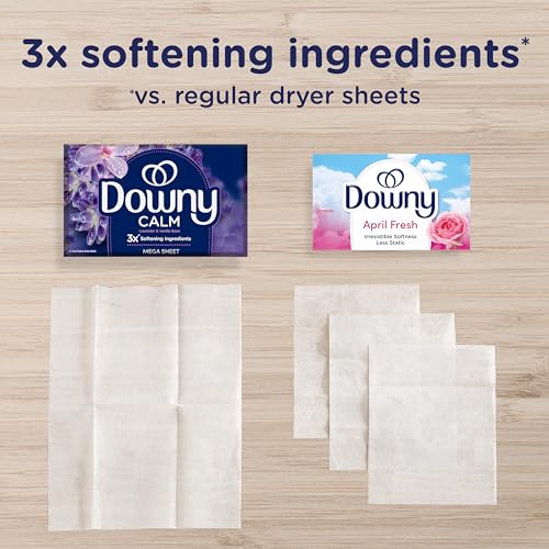 Stack of folded laundry refreshed with Downy