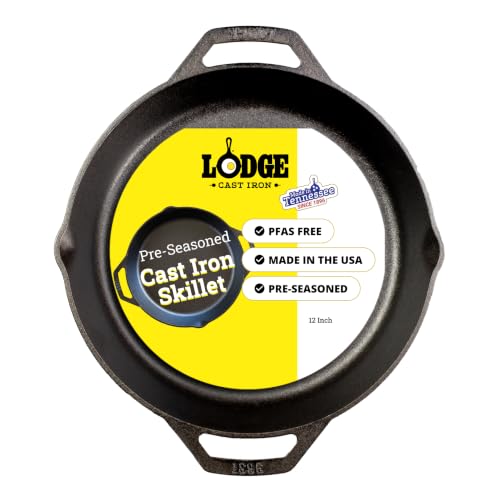 Lodge 12 Inch Pre-Seasoned Cast Iron Dual Handle Pan