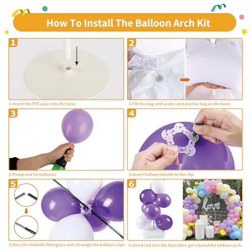 RUBFAC balloon arch stand with white balloons