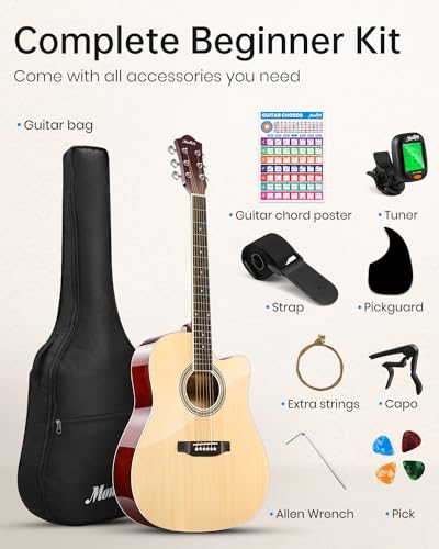 Moukey acoustic guitar natural finish body