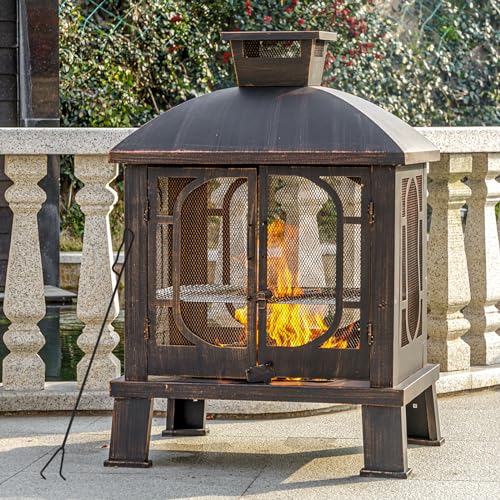 Side profile of square chiminea fire pit